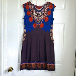 Cap Sleeve Mini Dress Aztec Print Brown Blue and Orange Morgan Mcfeeters Size 4